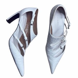 Tory Burch Elegant Multi buckle Pump  White Size 8.5